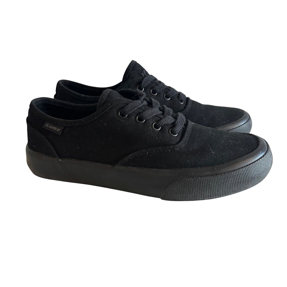 Lugz Womens All Black Canvas Sneakers Low Top Lace Up WLEARCV-001 Size 7.5